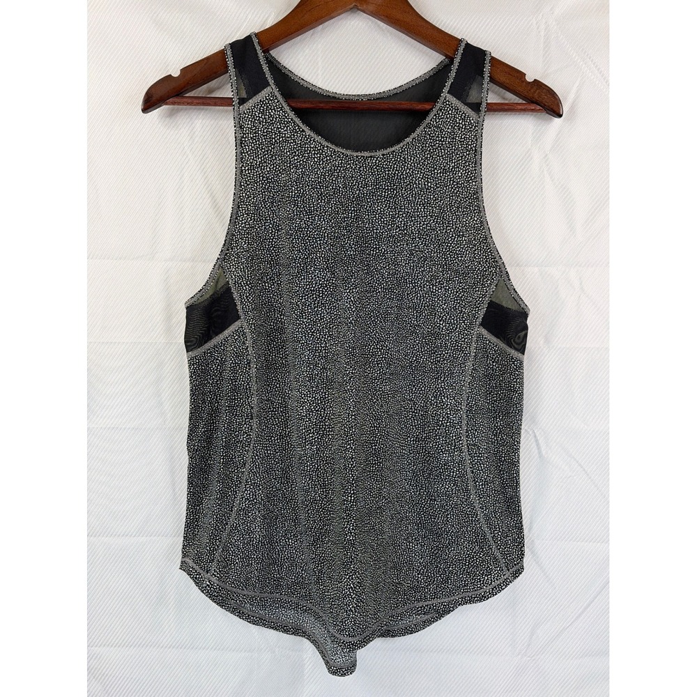 Lululemon Racerback Tank Top Black White Dot Mesh Athletic Workout Gym Size 6